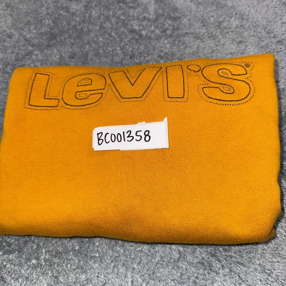 Levi's Men 3LGLK1944 Crewneck Sweatshirt Large Mustard Yellow Raglan Cotton